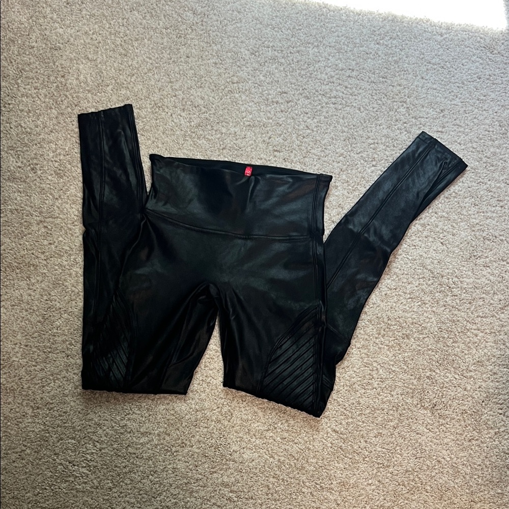 SPANX Black Faux-Leather Leggings